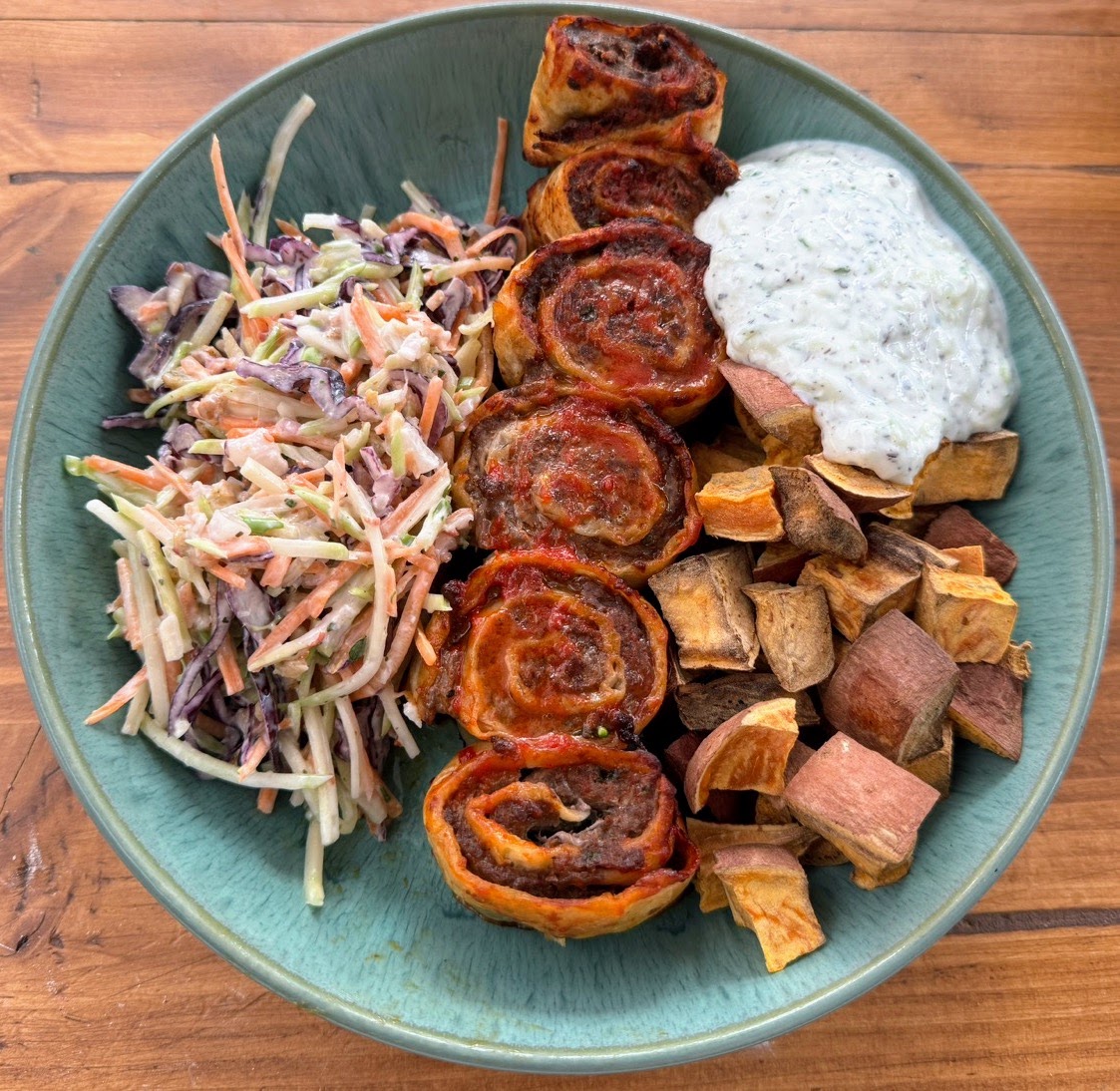 Beef Tortilla Kebabs with Tzatziki & Sweet Potato
